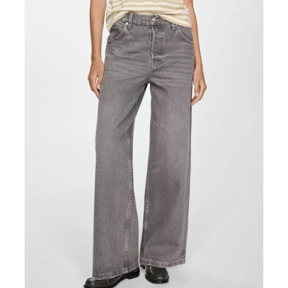 Mango || Massy Wide Leg Grey Jeans NWT - Picture 2 of 10